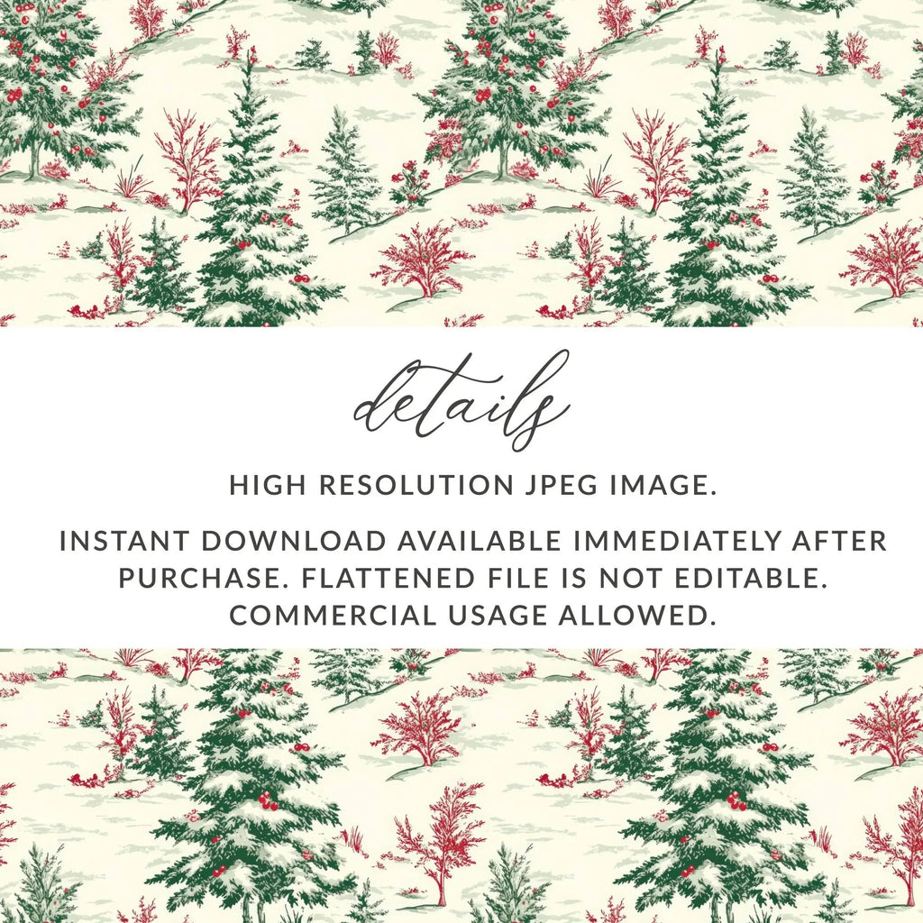 Christmas Tree Digital Seamless Pattern, Holiday Digital Paper, Winter Landscape, Christmas Design, Festive Digital Paper, Xmas Repeat - Moore and Mountain