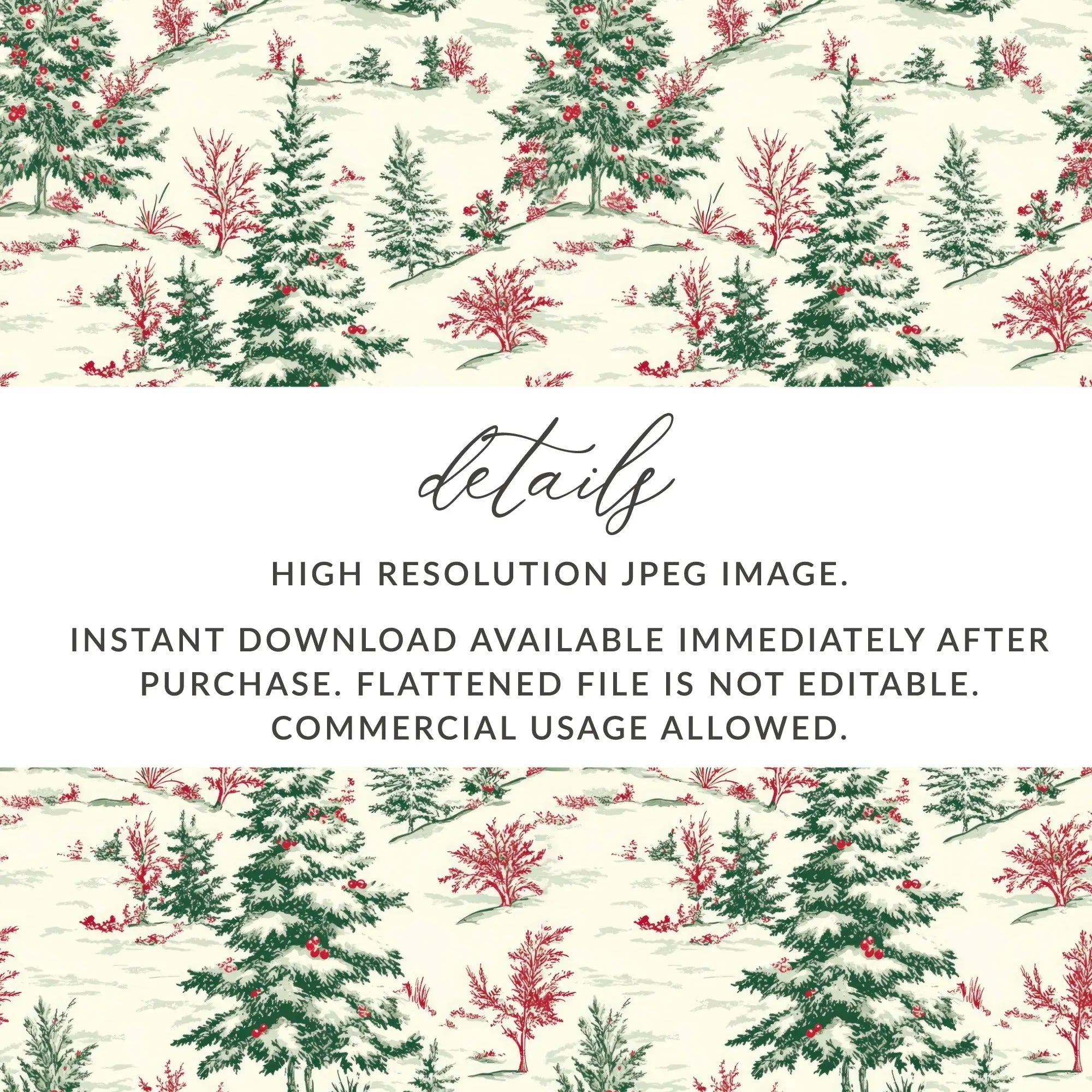 Christmas Tree Digital Seamless Pattern, Holiday Digital Paper, Winter Landscape, Christmas Design, Festive Digital Paper, Xmas Repeat - Moore and Mountain
