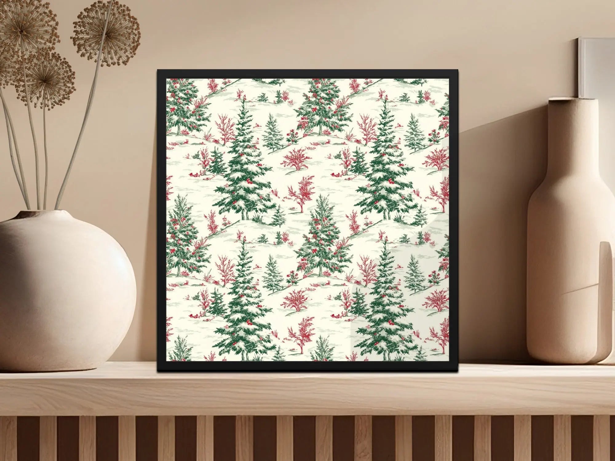 Christmas Tree Digital Seamless Pattern, Holiday Digital Paper, Winter Landscape, Christmas Design, Festive Digital Paper, Xmas Repeat - Moore and Mountain