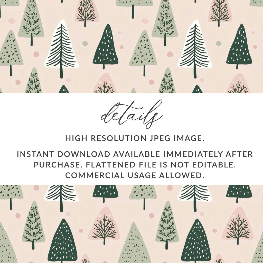 Christmas Tree Pattern Digital Download, Holiday Seamless Pattern, Winter Forest Digital Paper, Scrapbook Paper, JPEG Files, Digital - Moore and Mountain