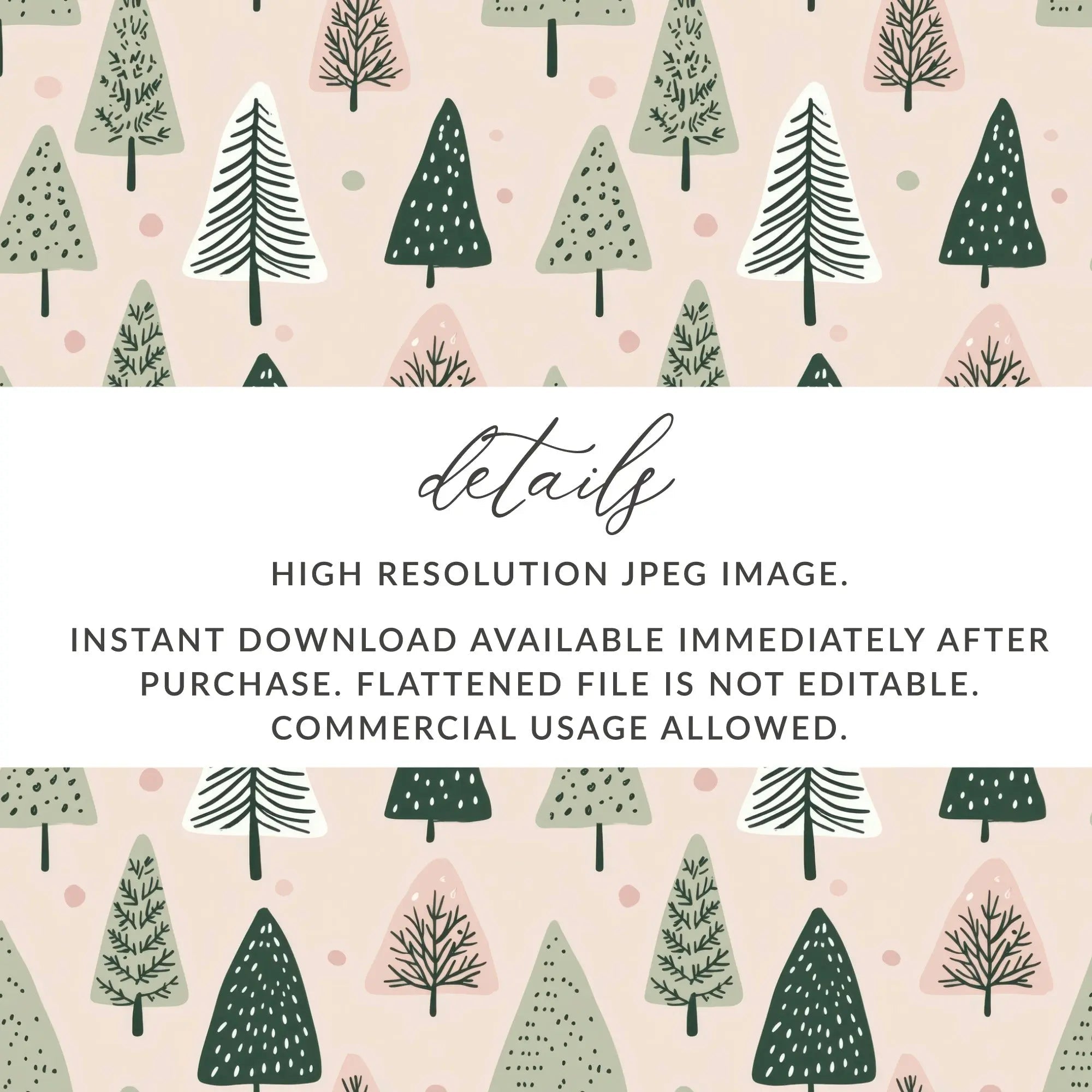 Christmas Tree Pattern Digital Download, Holiday Seamless Pattern, Winter Forest Digital Paper, Scrapbook Paper, JPEG Files, Digital - Moore and Mountain
