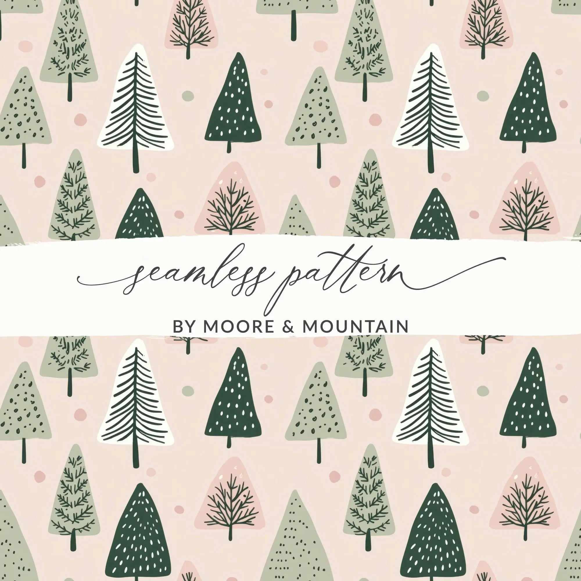 Christmas Tree Pattern Digital Download, Holiday Seamless Pattern, Winter Forest Digital Paper, Scrapbook Paper, JPEG Files, Digital - Moore and Mountain