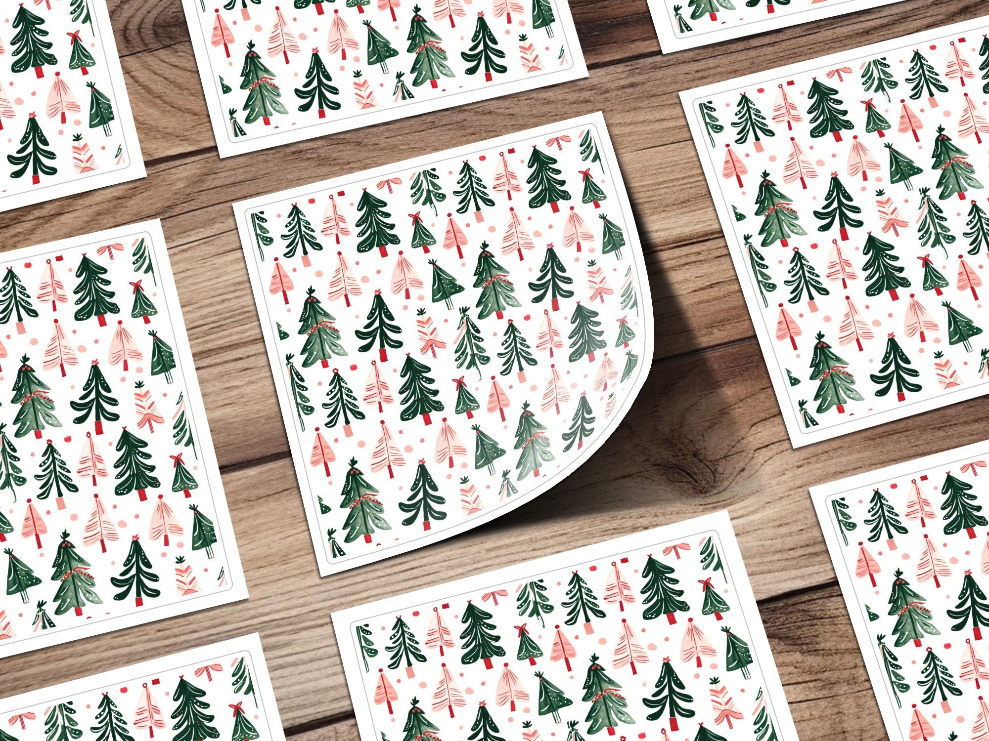 Christmas Tree Pattern Digital Paper, Holiday Trees Seamless Pattern, Festive Digital Download, Scrapbooking Paper Pack - Moore and Mountain