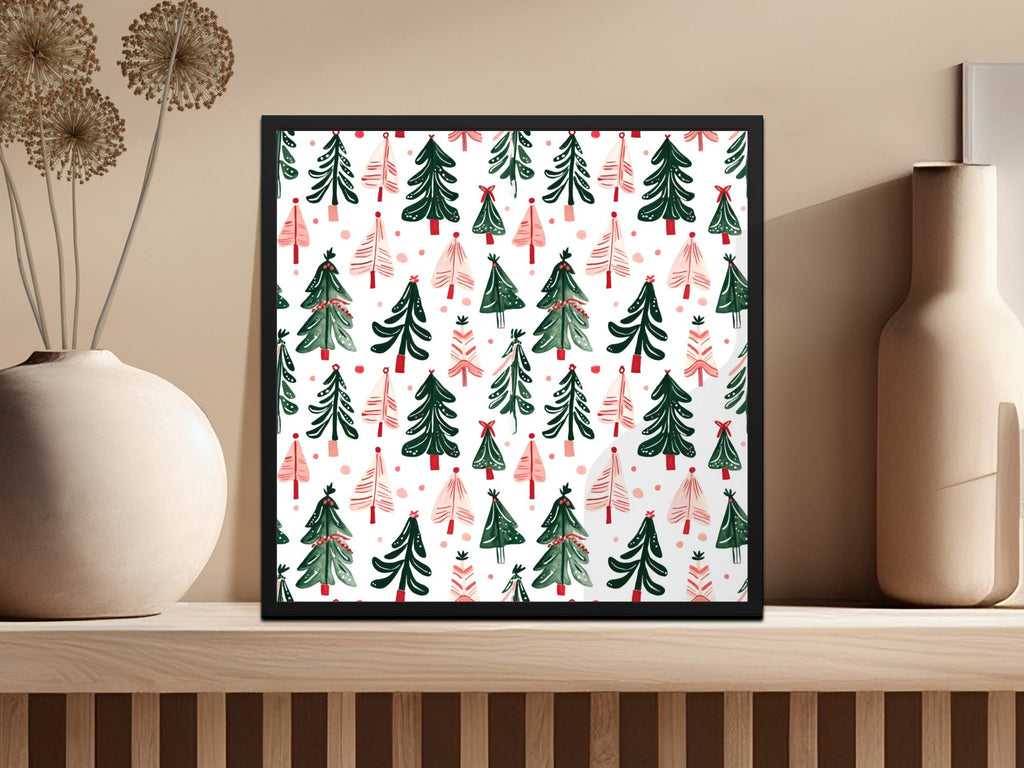Christmas Tree Pattern Digital Paper, Holiday Trees Seamless Pattern, Festive Digital Download, Scrapbooking Paper Pack - Moore and Mountain