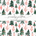 Christmas Tree Pattern Digital Paper, Holiday Trees Seamless Pattern, Festive Digital Download, Scrapbooking Paper Pack - Moore and Mountain