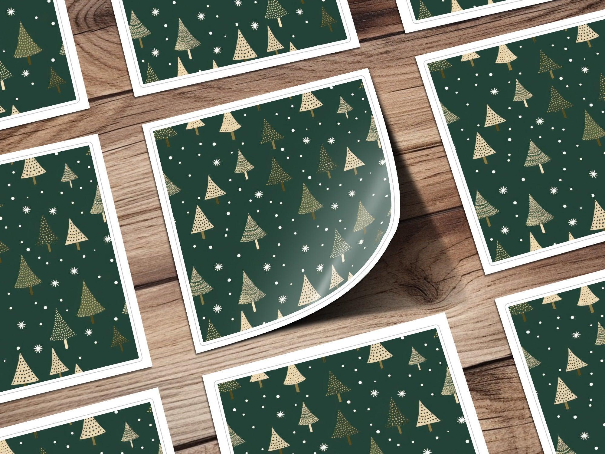 Christmas Tree Seamless Pattern Digital Paper, Holiday Season Background, Winter Snowflakes, Festive JPEG File, 12x12 inch Digital - Moore and Mountain