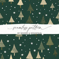 Christmas Tree Seamless Pattern Digital Paper, Holiday Season Background, Winter Snowflakes, Festive JPEG File, 12x12 inch Digital - Moore and Mountain