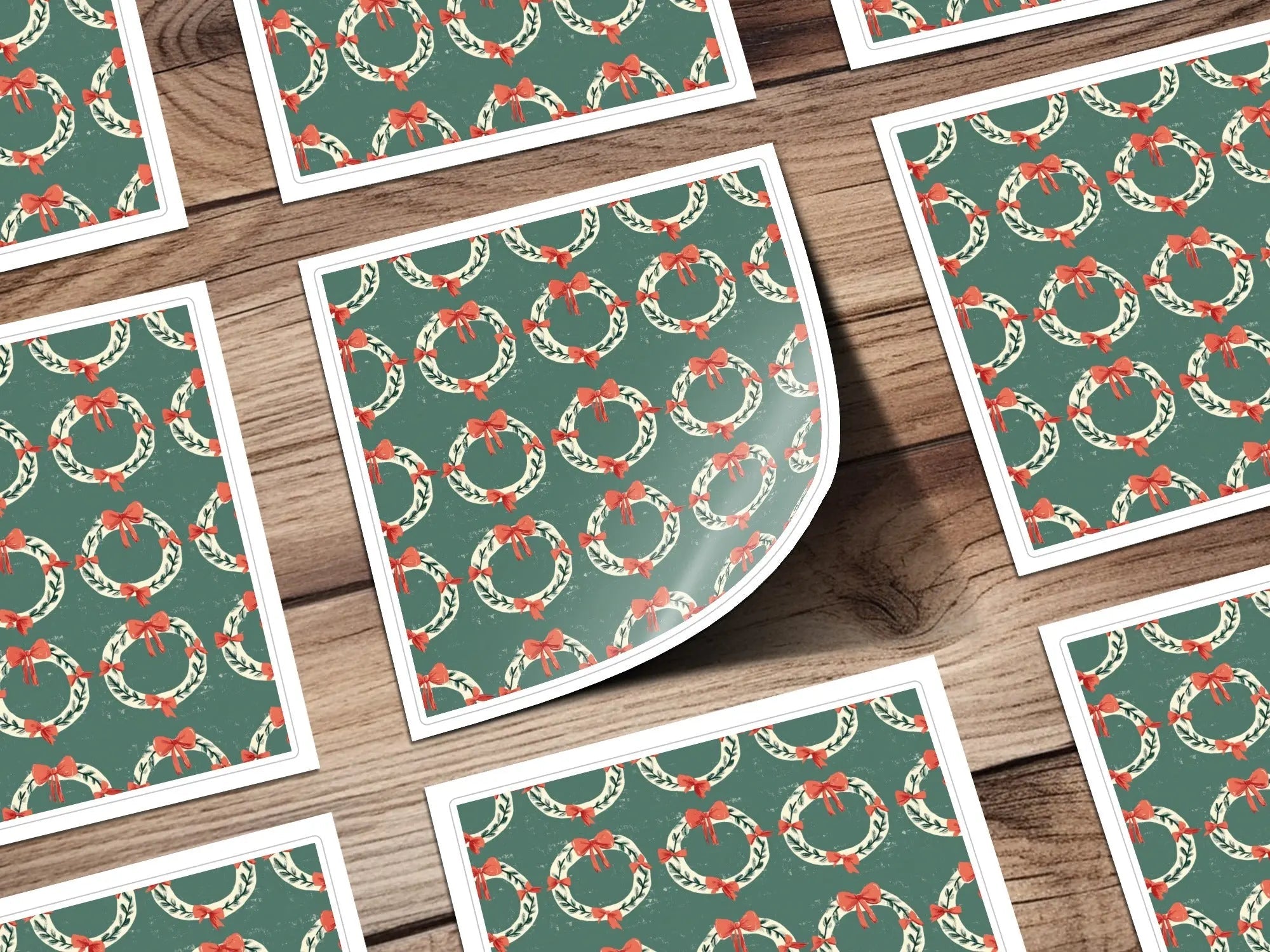 Christmas Wreath Seamless Pattern Digital Paper, Holiday Backgrounds, Fabric Design, Scrapbooking, 12x12 inch JPEG Files Download - Moore and Mountain