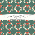 Christmas Wreath Seamless Pattern Digital Paper, Holiday Backgrounds, Fabric Design, Scrapbooking, 12x12 inch JPEG Files Download - Moore and Mountain