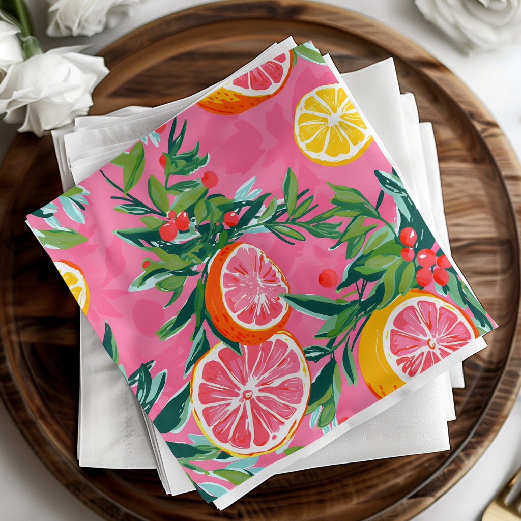 Citrus Digital Paper, Pink Lemonade Seamless Pattern, Fruit Repeat Print, Summer Scrapbook Paper, Trendy Wallpaper Design, Commercial Use - Moore and Mountain