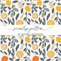 Citrus Digital Paper, Seamless Pattern, Lemon, Orange, Floral, Digital Download, Scrapbooking, Fabric Design, Printable Paper - Moore and Mountain