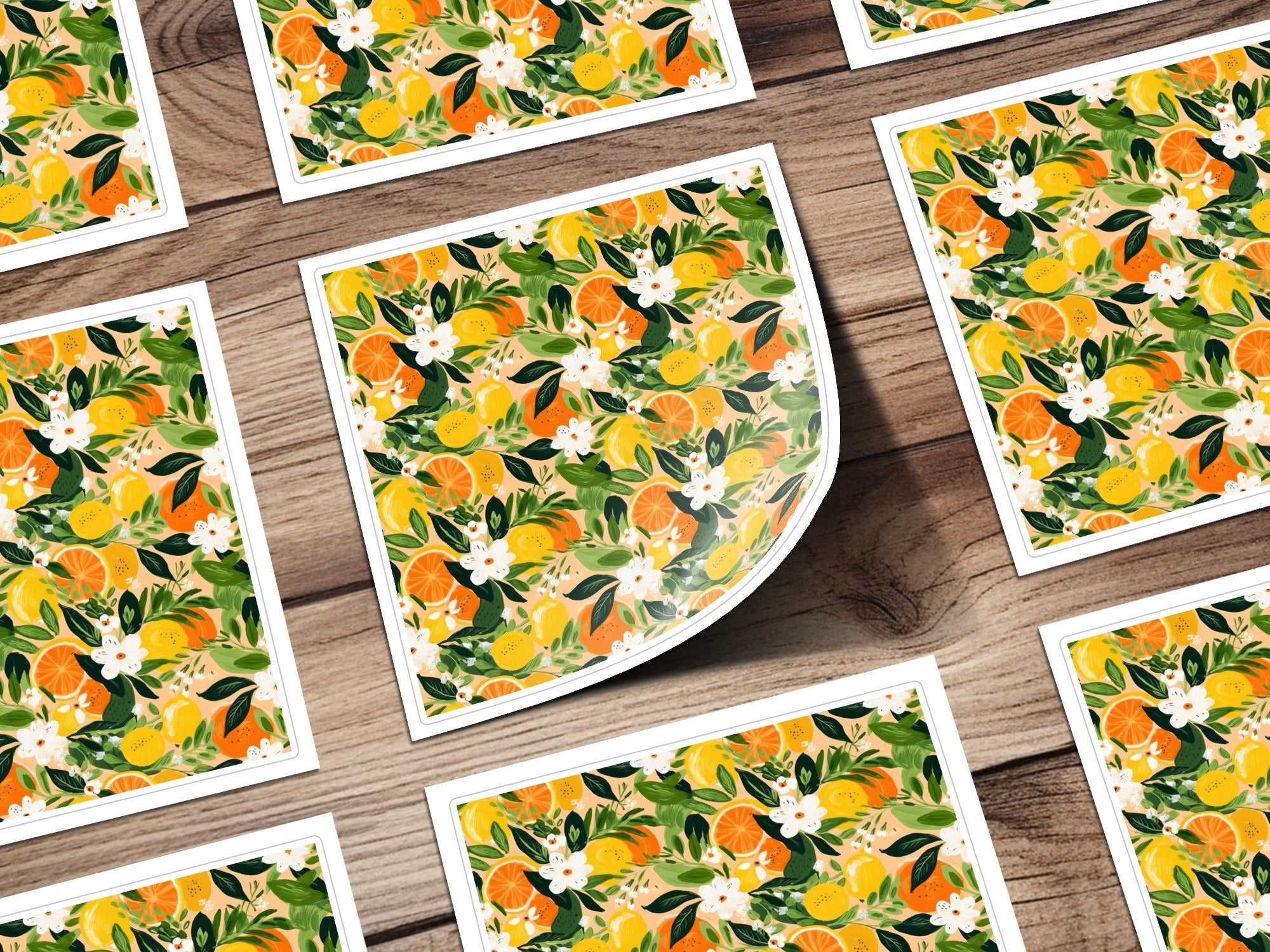 Citrus Floral Digital Paper, Seamless Pattern, Lemon Orange Flower Design, Commercial Use, 12x12 JPEG, Digital Download - Moore and Mountain