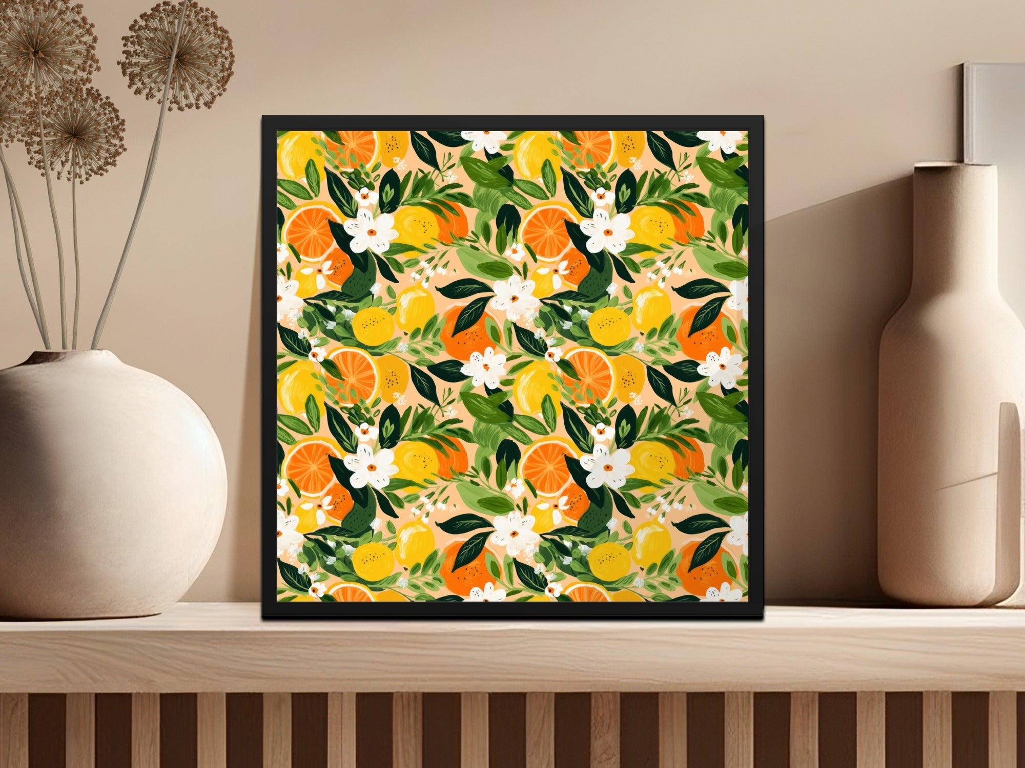 Citrus Floral Digital Paper, Seamless Pattern, Lemon Orange Flower Design, Commercial Use, 12x12 JPEG, Digital Download - Moore and Mountain