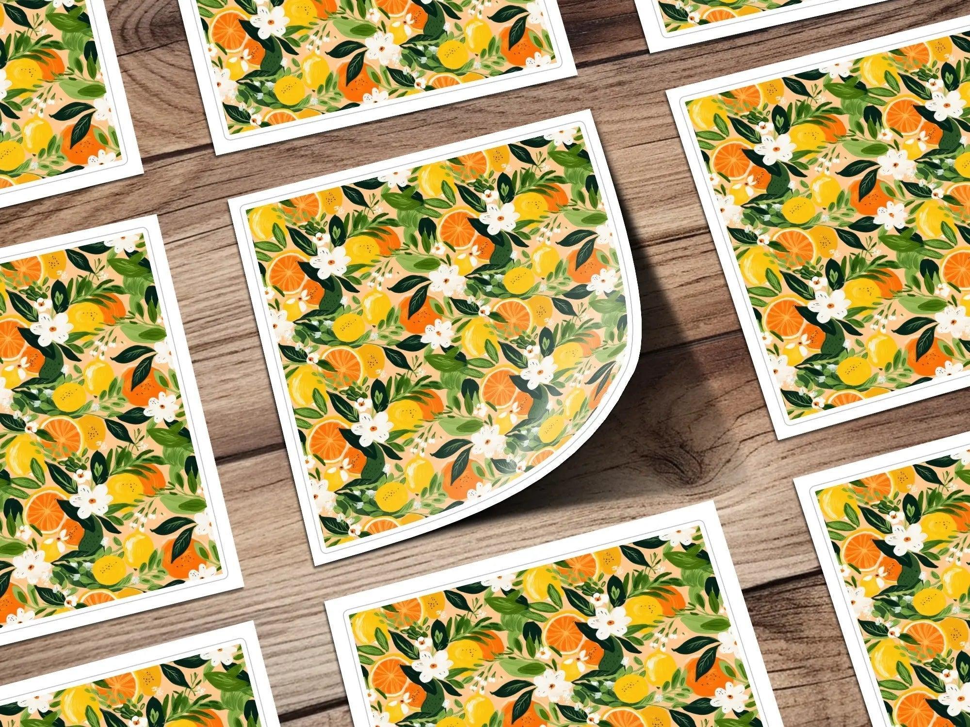 Citrus Floral Pattern, Seamless Ditsy Floral Digital Paper, Lemon Orange Print, Tropical Background, Printable Fabric Design, Summer Wall Art, Digital - Moore and Mountain