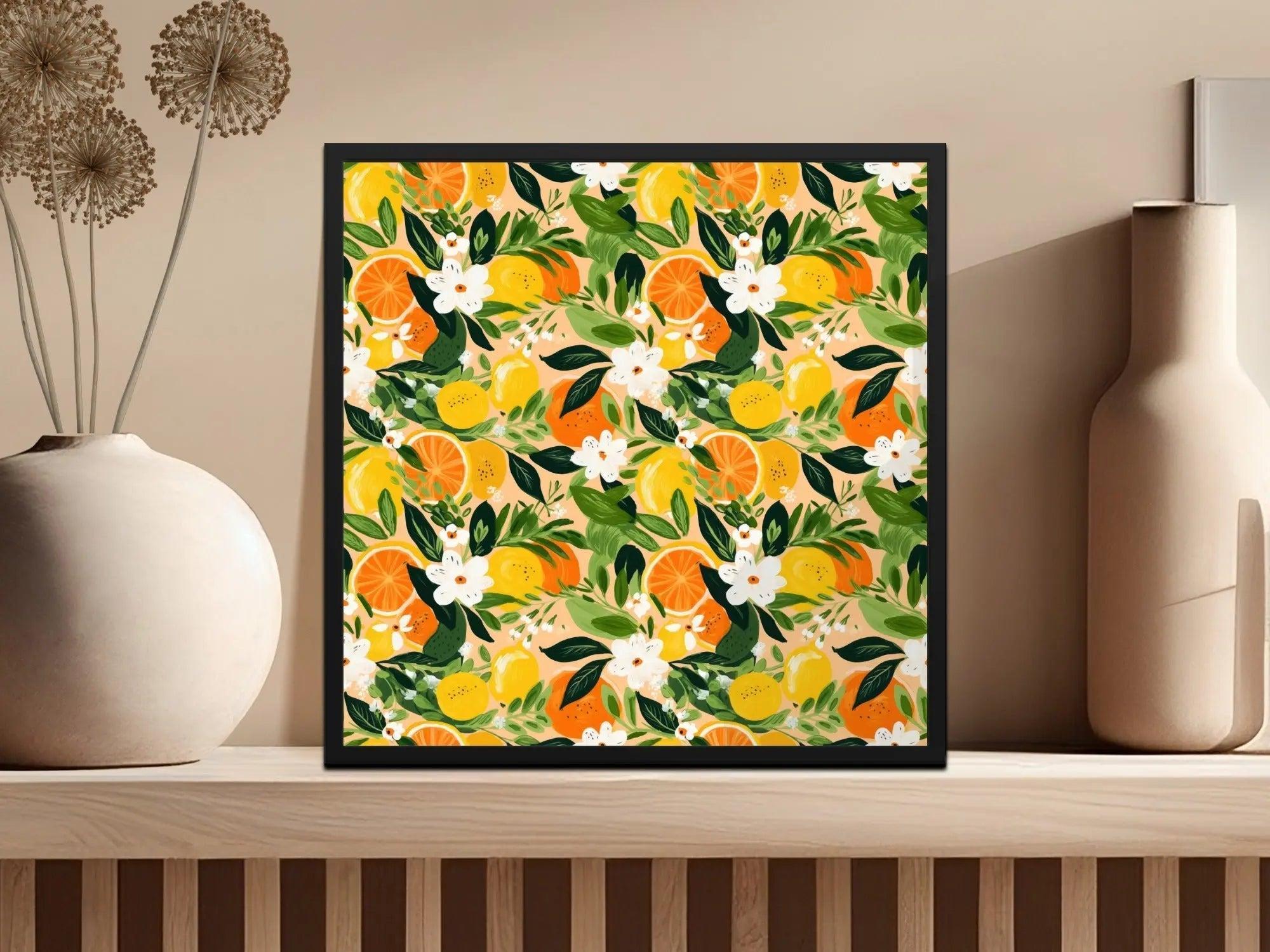 Citrus Floral Pattern, Seamless Ditsy Floral Digital Paper, Lemon Orange Print, Tropical Background, Printable Fabric Design, Summer Wall Art, Digital - Moore and Mountain