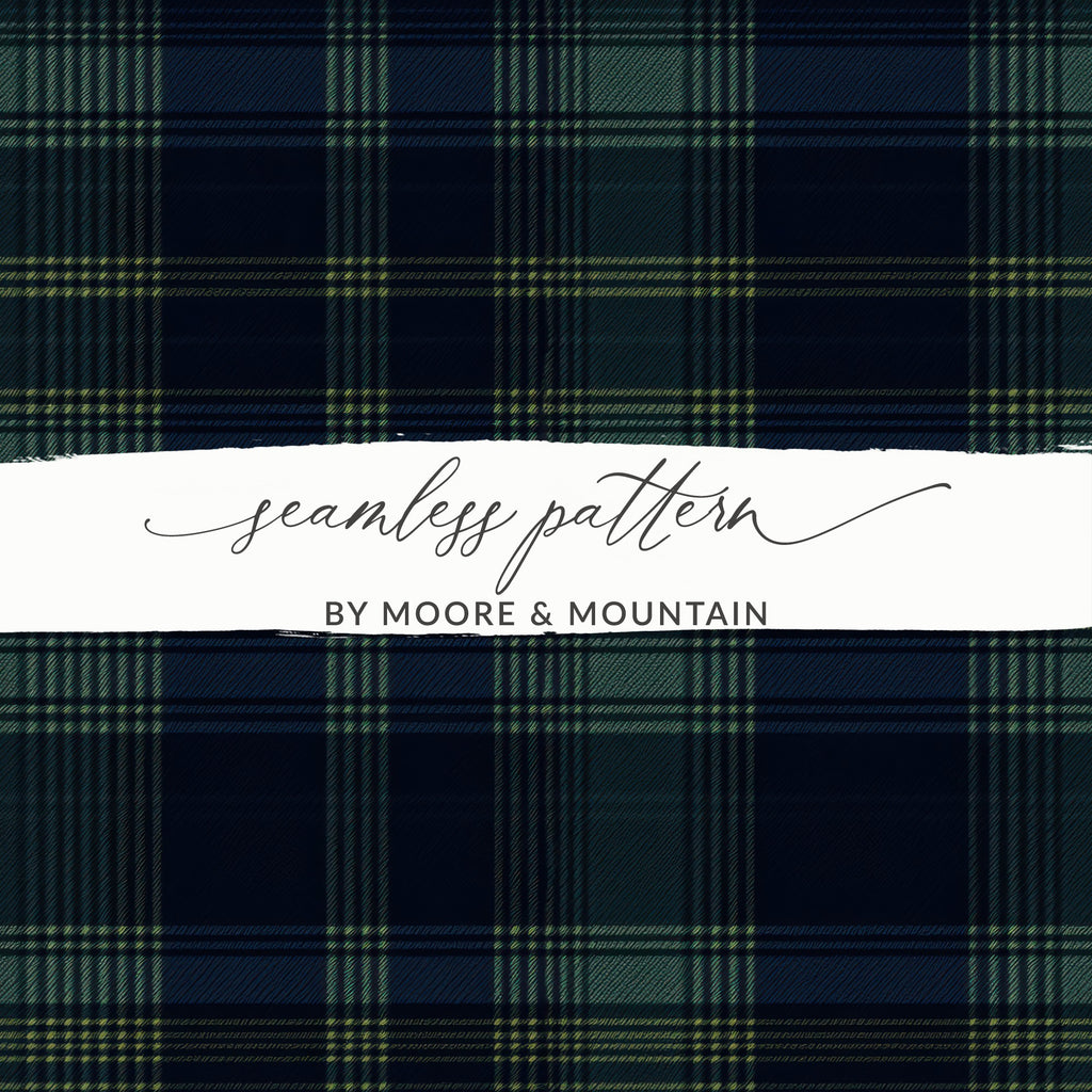 Classic Blue Green and Yellow Plaid Design Scottish Tartan Seamless Background - Moore and Mountain