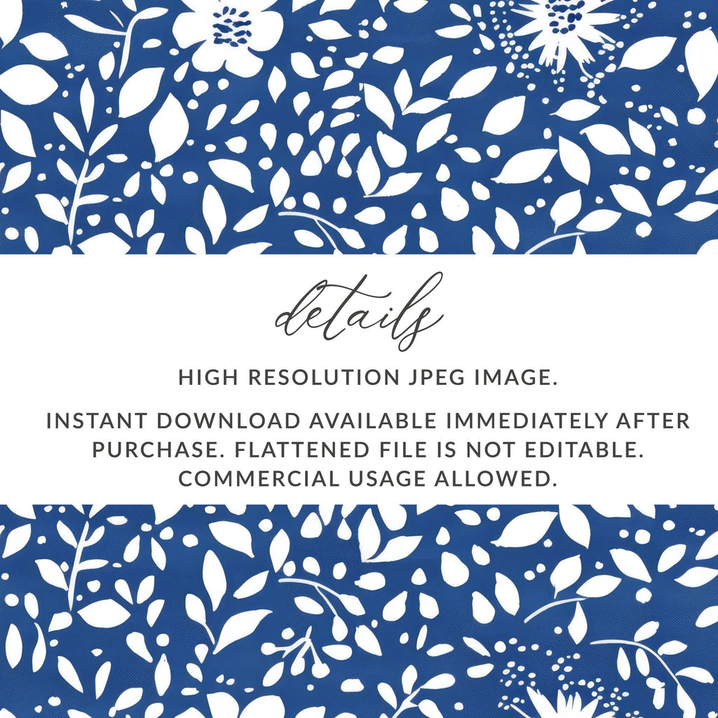 Classic Blue and White Floral Delightful Pattern Digital - Moore and Mountain