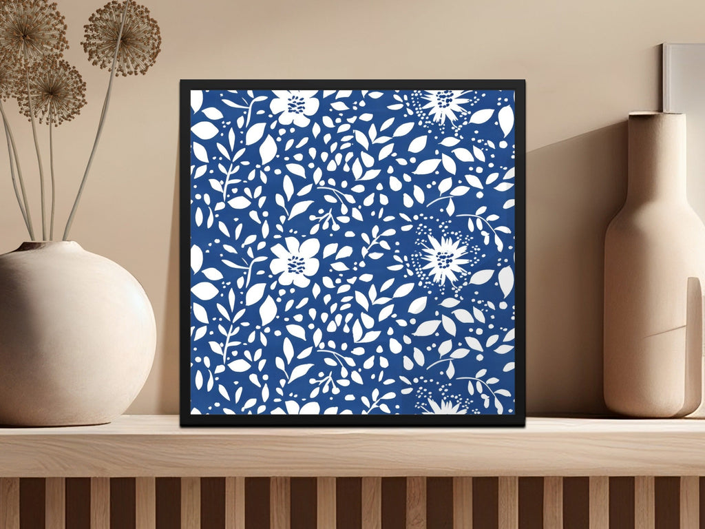 Classic Blue and White Floral Delightful Pattern Digital - Moore and Mountain
