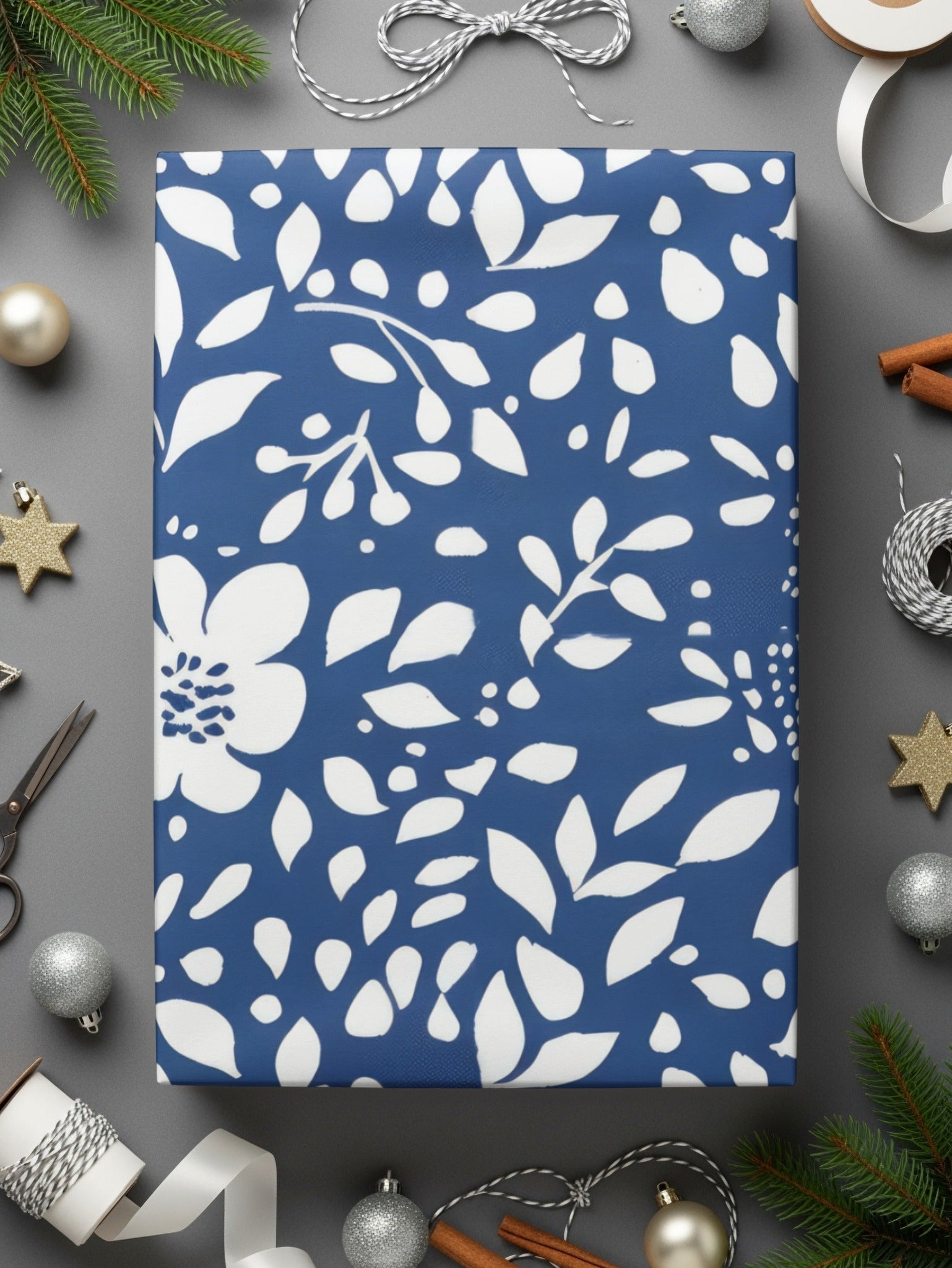 Classic Blue and White Floral Delightful Pattern Digital - Moore and Mountain