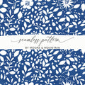 Classic Blue and White Floral Delightful Pattern Digital - Moore and Mountain