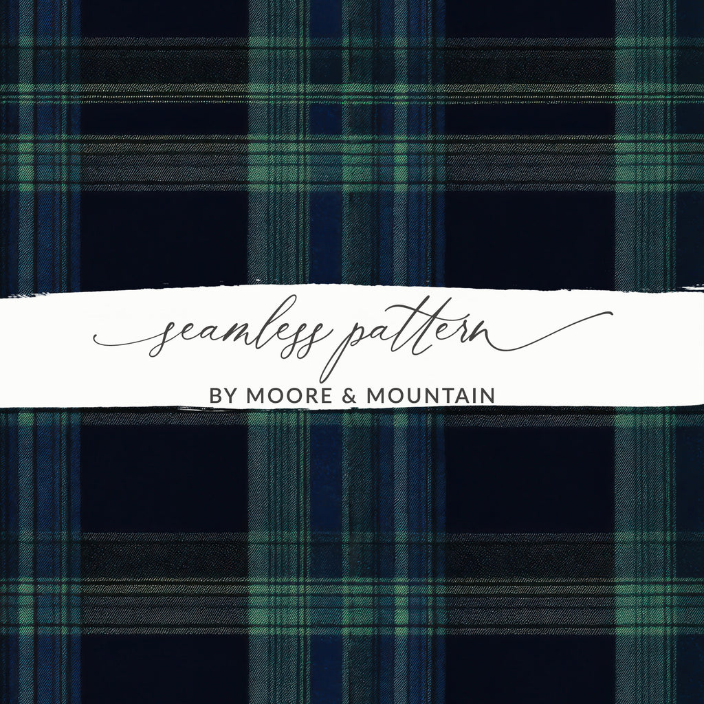 Classic Navy Blue and Green Tartan Seamless Digital - Moore and Mountain