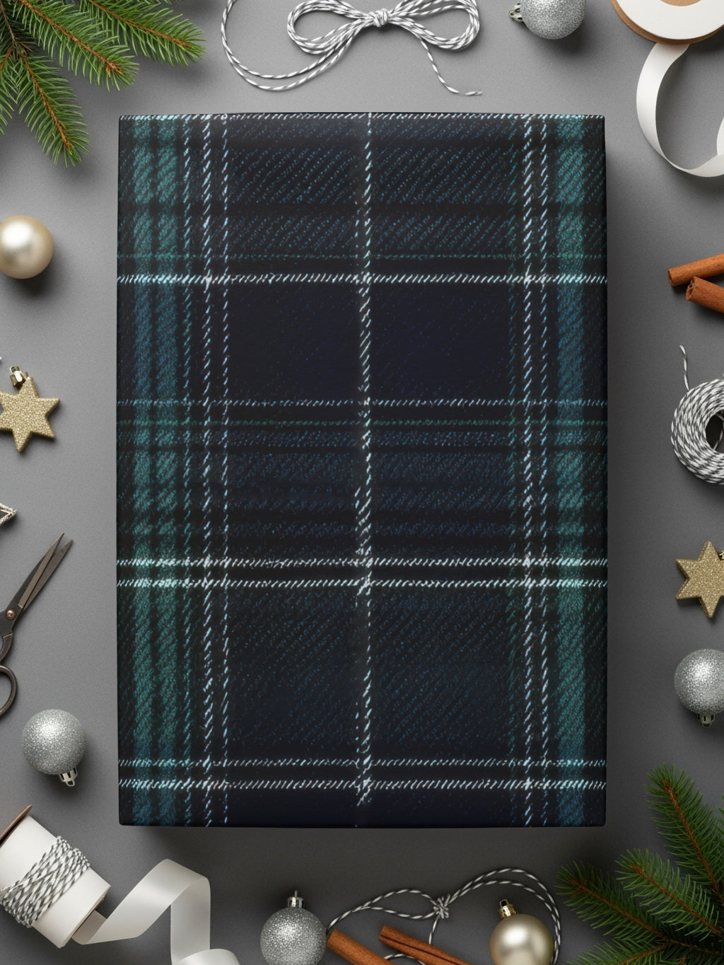 Classic Navy Green White Tartan Scottish Plaid Seamless Pattern - Moore and Mountain