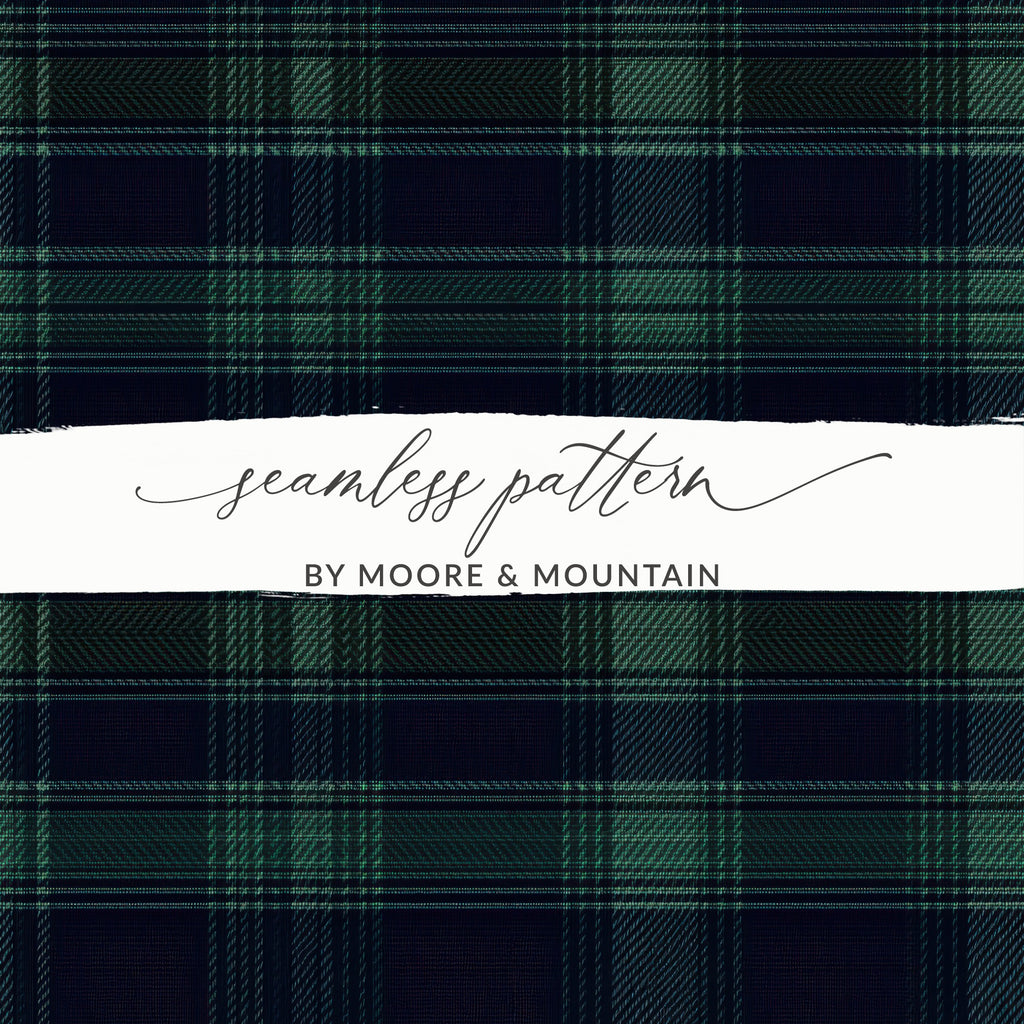 Classic Navy with Green Scottish Plaid Seamless Pattern - Moore and Mountain