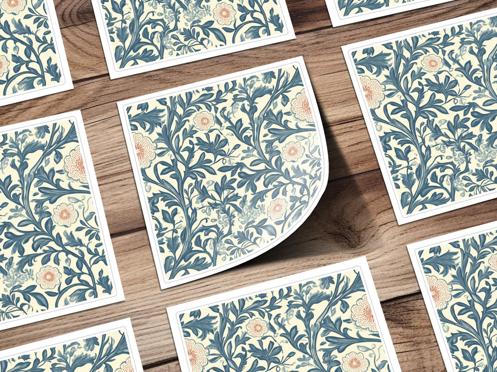 Classic Pattern by William Morris Vines Background Blue and Red Digital - Moore and Mountain