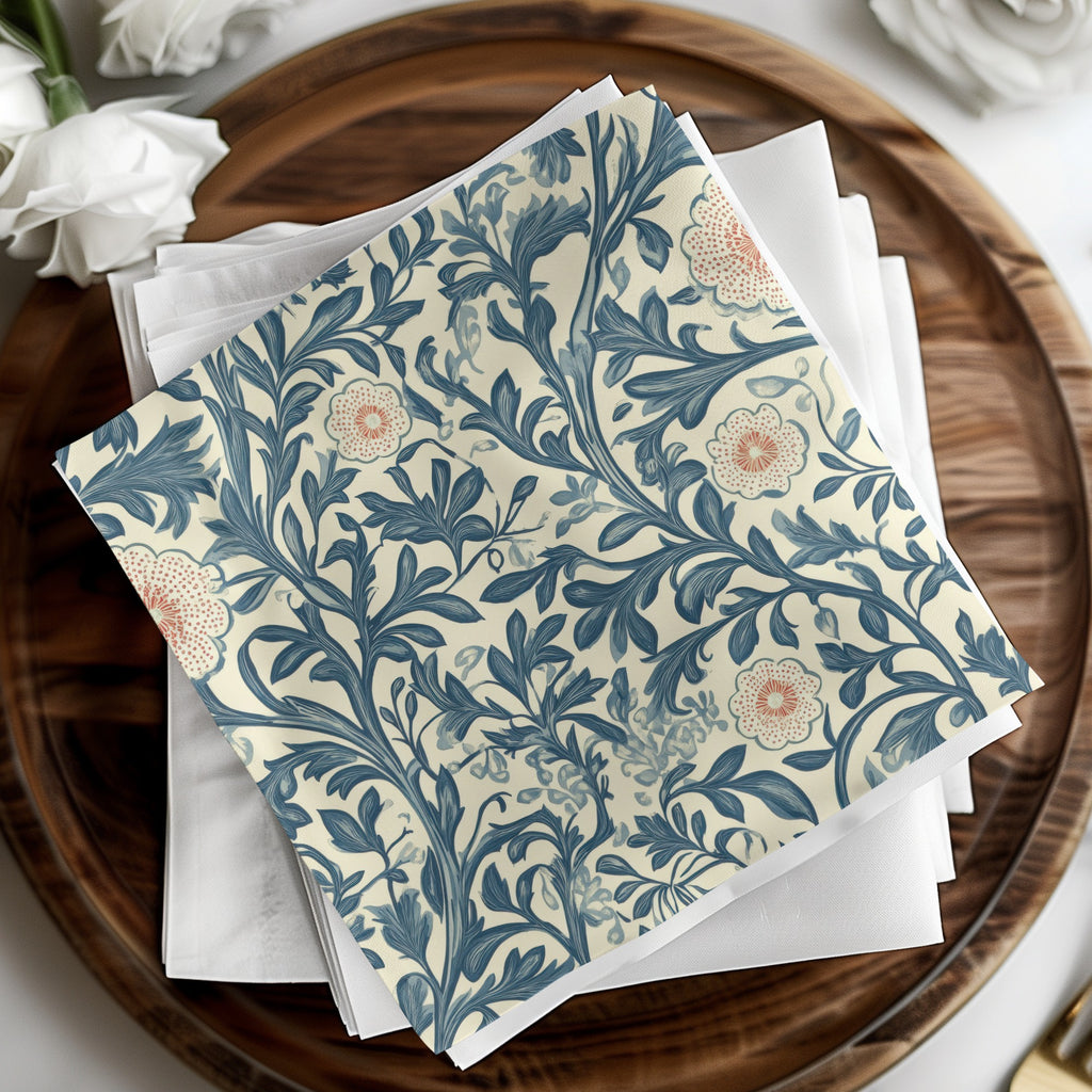 Classic Pattern by William Morris Vines Background Blue and Red Digital - Moore and Mountain