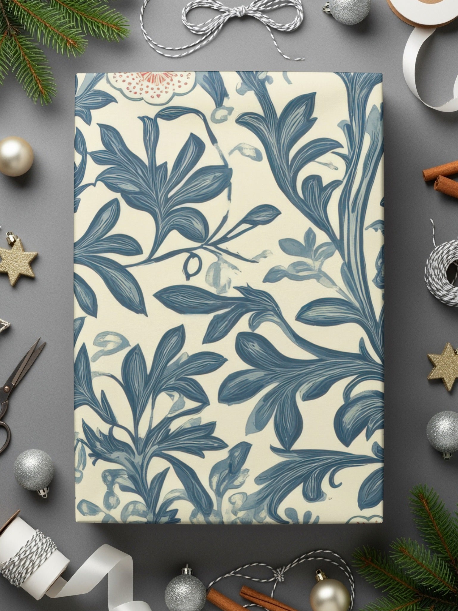 Classic Pattern by William Morris Vines Background Blue and Red Digital - Moore and Mountain