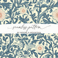 Classic Pattern by William Morris Vines Background Blue and Red Digital - Moore and Mountain
