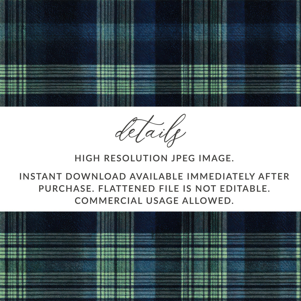 Classic Plaid Seamless Texture Navy Blue Hunter Green Tartan Pattern Digital - Moore and Mountain