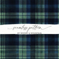Classic Plaid Seamless Texture Navy Blue Hunter Green Tartan Pattern Digital - Moore and Mountain