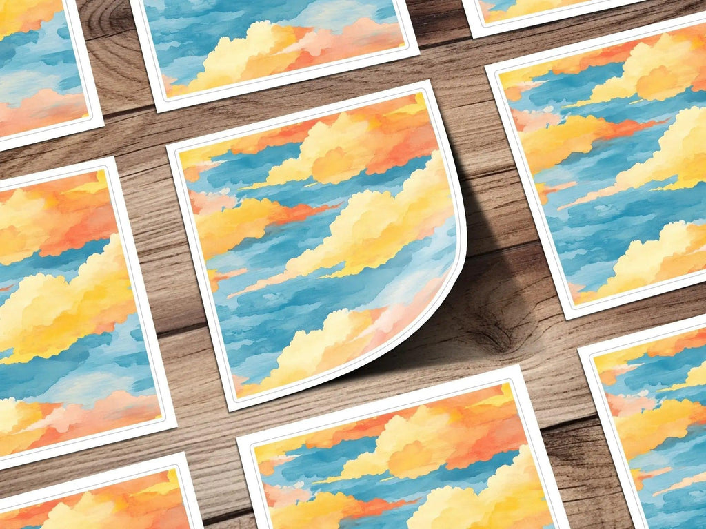 Cloud Digital Paper, Seamless Pattern, Sky Background, Dreamy Clouds, Watercolor Style, Digital Download, Scrapbooking, Fabric Design - Moore and Mountain