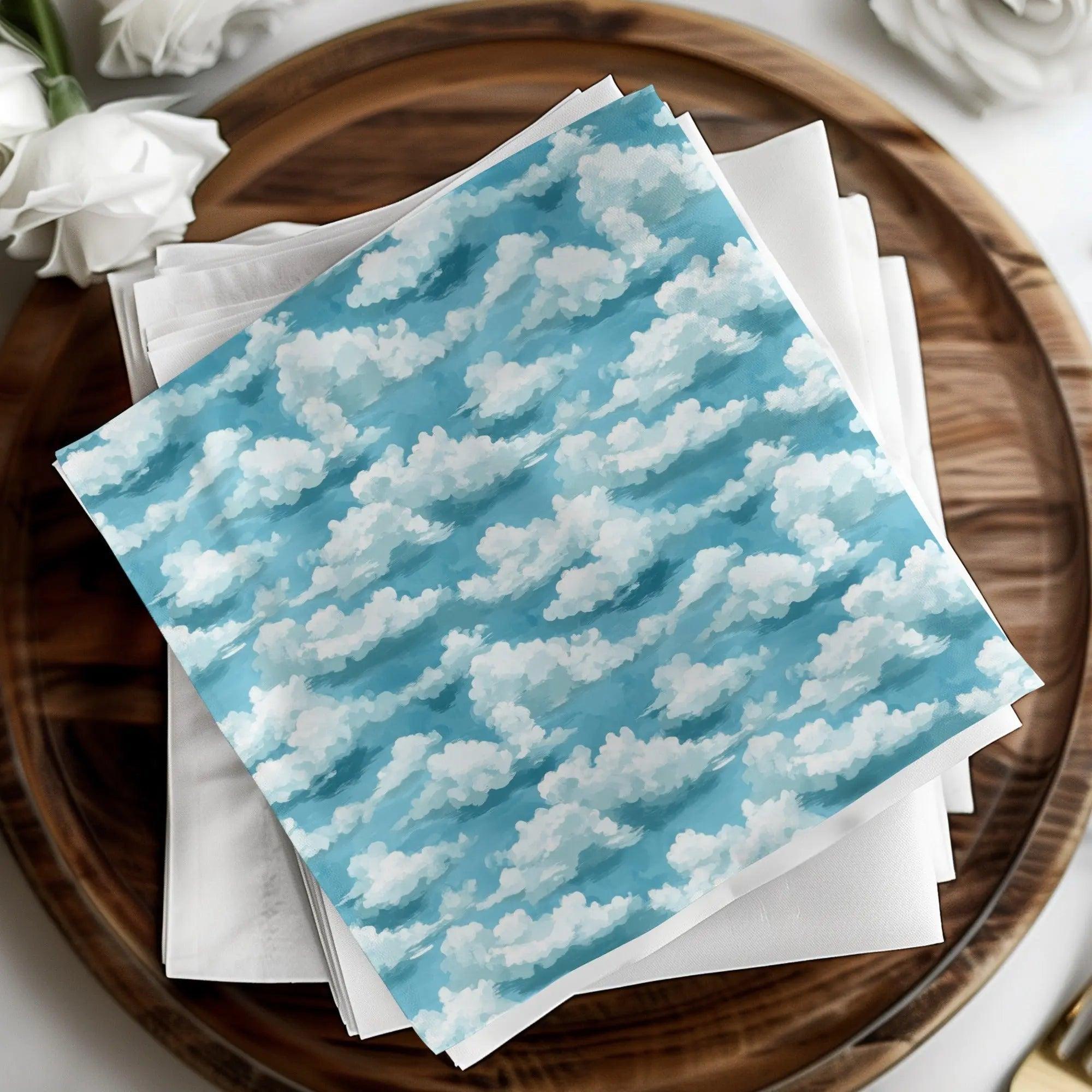 Cloud Digital Paper, Seamless Pattern, Sky Digital, Printable Paper, Sky Pattern, Clouds Texture, Background Design, Scrapbook Paper - Moore and Mountain