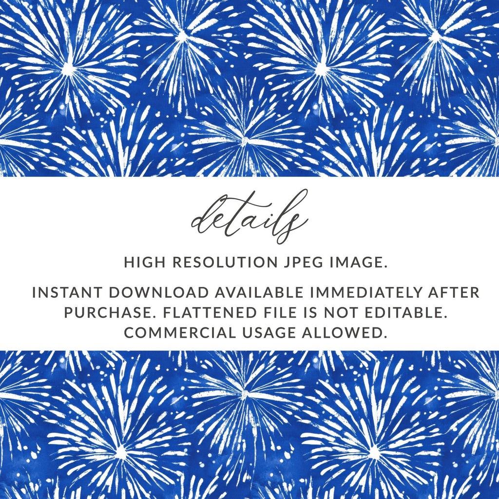 Cobalt Background White Fireworks Pattern Repeating Digital - Moore and Mountain