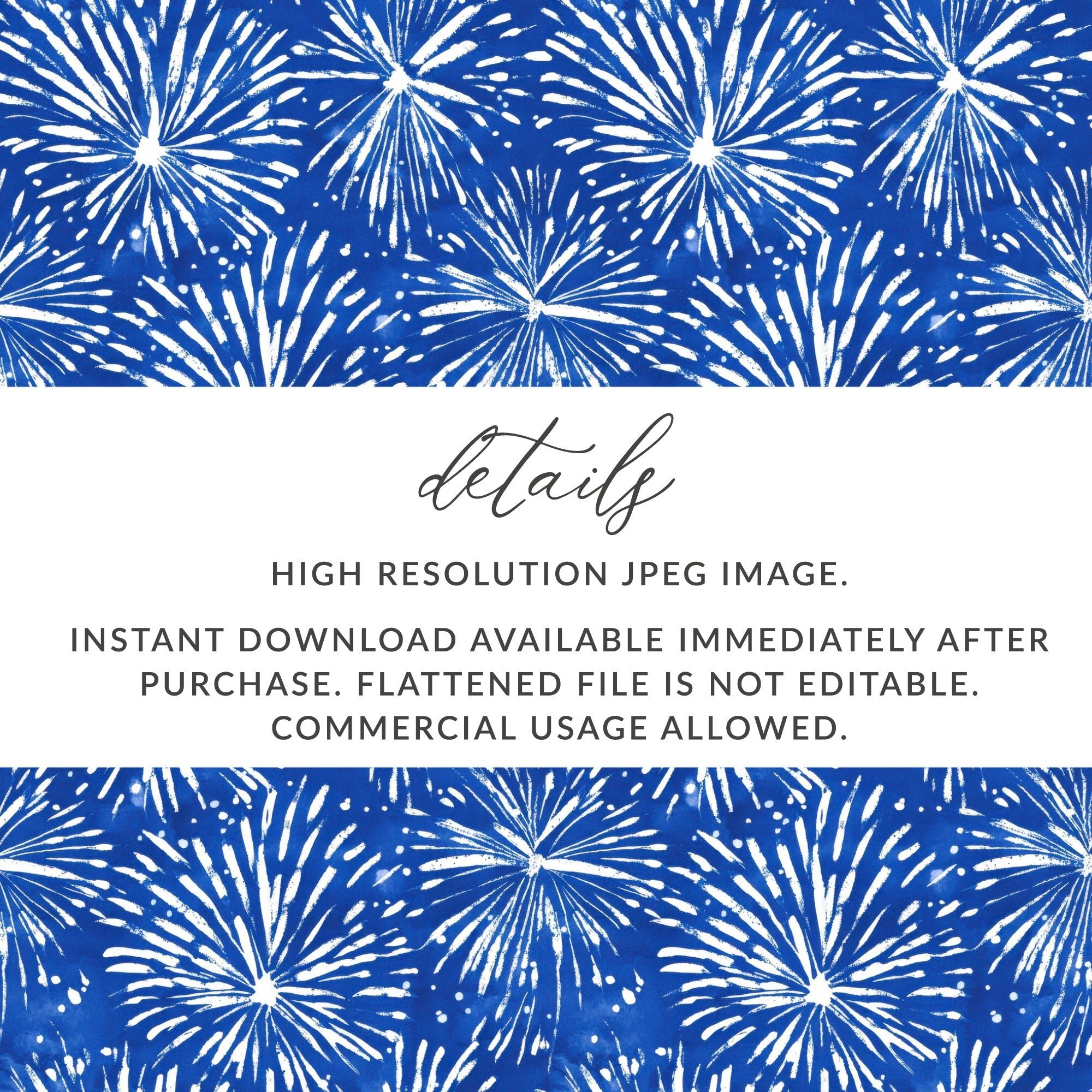 Cobalt Background White Fireworks Pattern Repeating Digital - Moore and Mountain