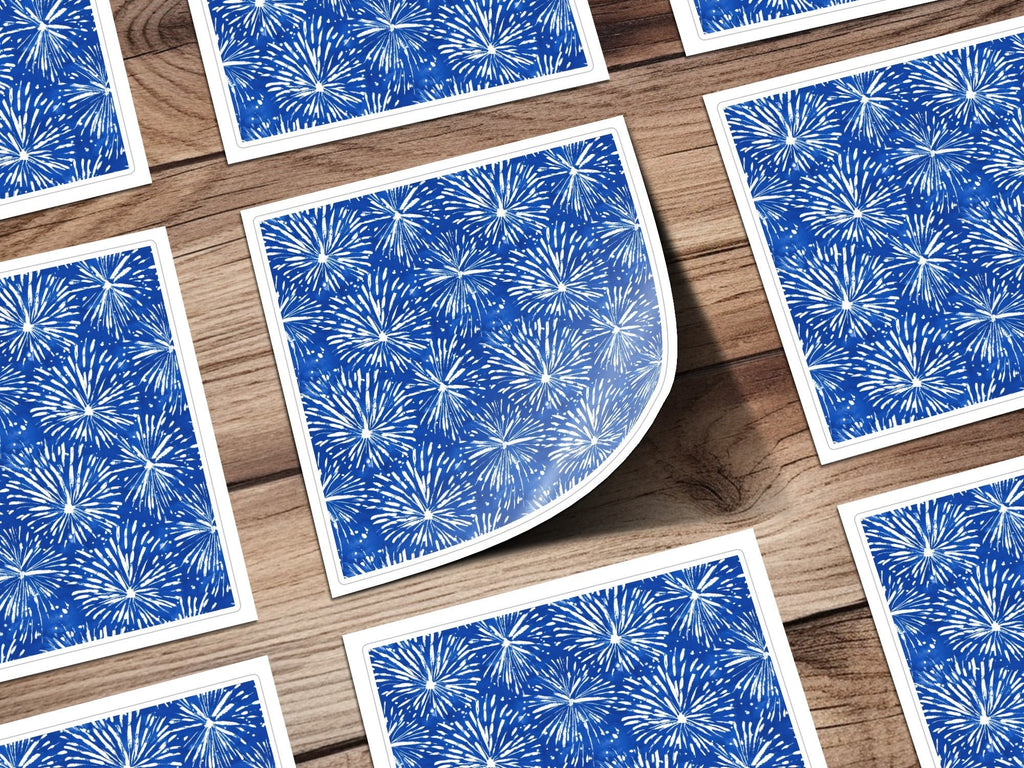 Cobalt Background White Fireworks Pattern Repeating Digital - Moore and Mountain