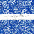 Cobalt Background White Fireworks Pattern Repeating Digital - Moore and Mountain