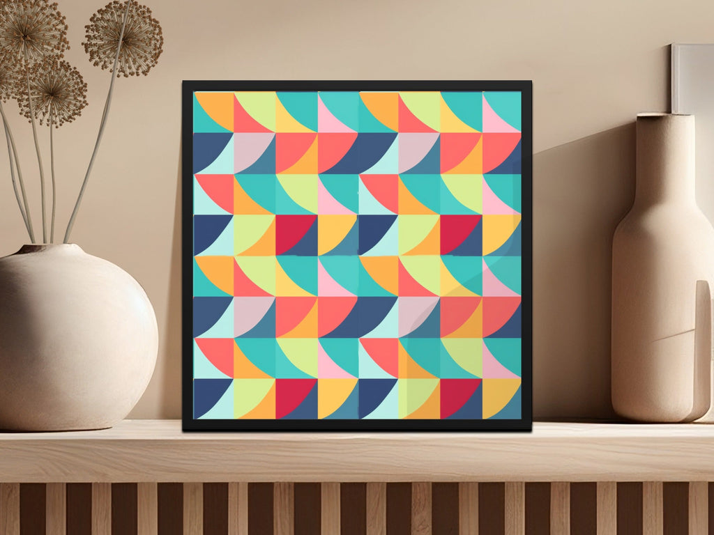 Colorful Abstract Digital Paper, Geometric Pattern Download, Teal Pink Yellow Digital Art, Modern Seamless Design, Scrapbook Paper Pack - Moore and Mountain
