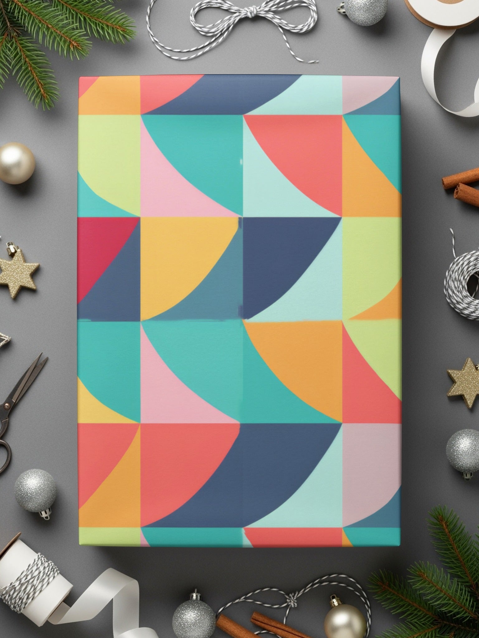 Colorful Abstract Digital Paper, Geometric Pattern Download, Teal Pink Yellow Digital Art, Modern Seamless Design, Scrapbook Paper Pack - Moore and Mountain