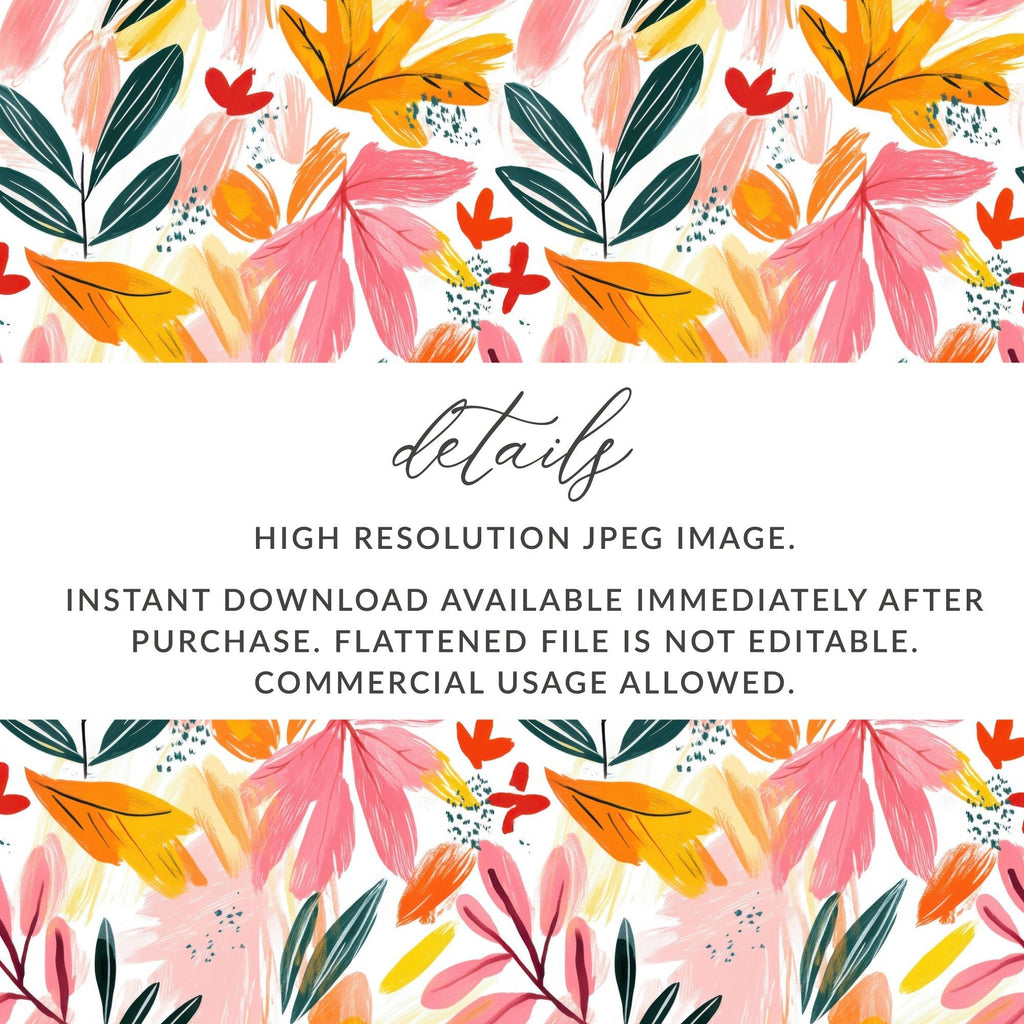 Colorful Abstract Leaves and Flowers Painting Pattern Digital - Moore and Mountain