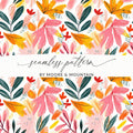Colorful Abstract Leaves and Flowers Painting Pattern Digital - Moore and Mountain