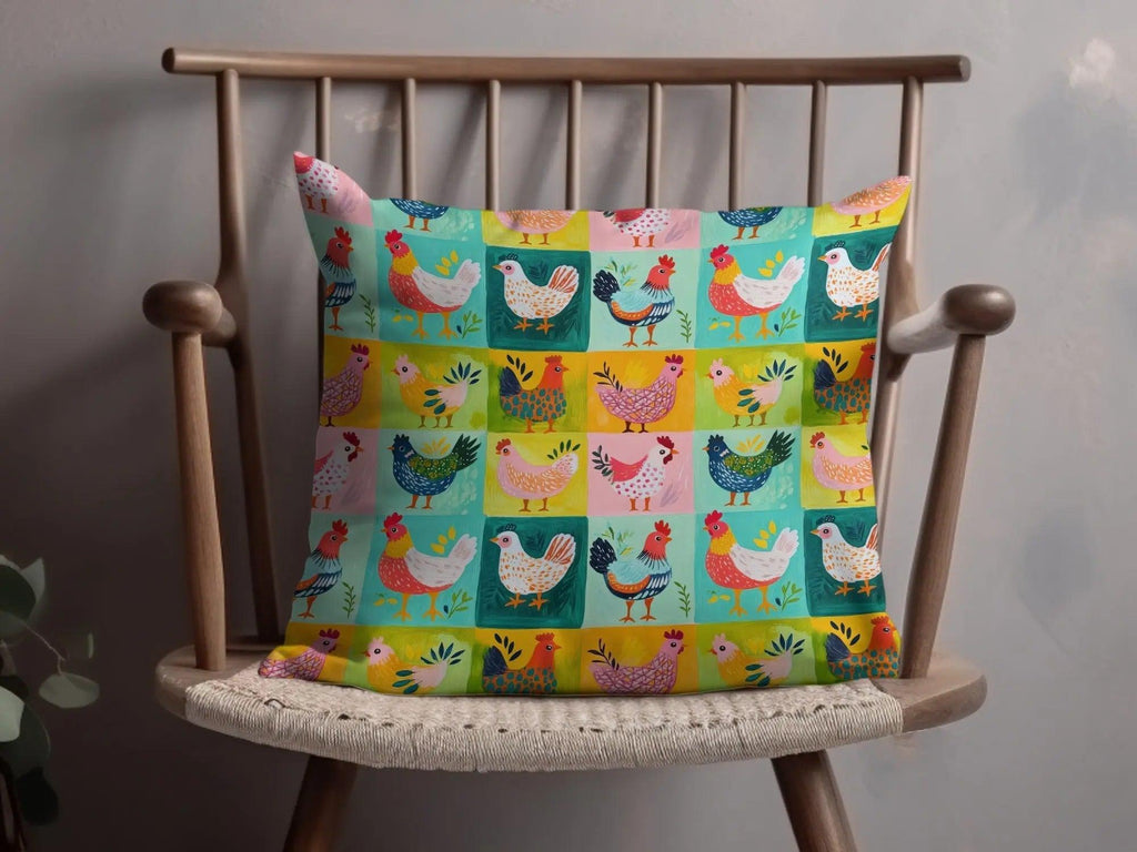 Colorful Chicken Digital Seamless Pattern, Farm Animal JPEG Pattern, Pop Art Chickens Digital File, Farmhouse Quirky Chickens - Moore and Mountain