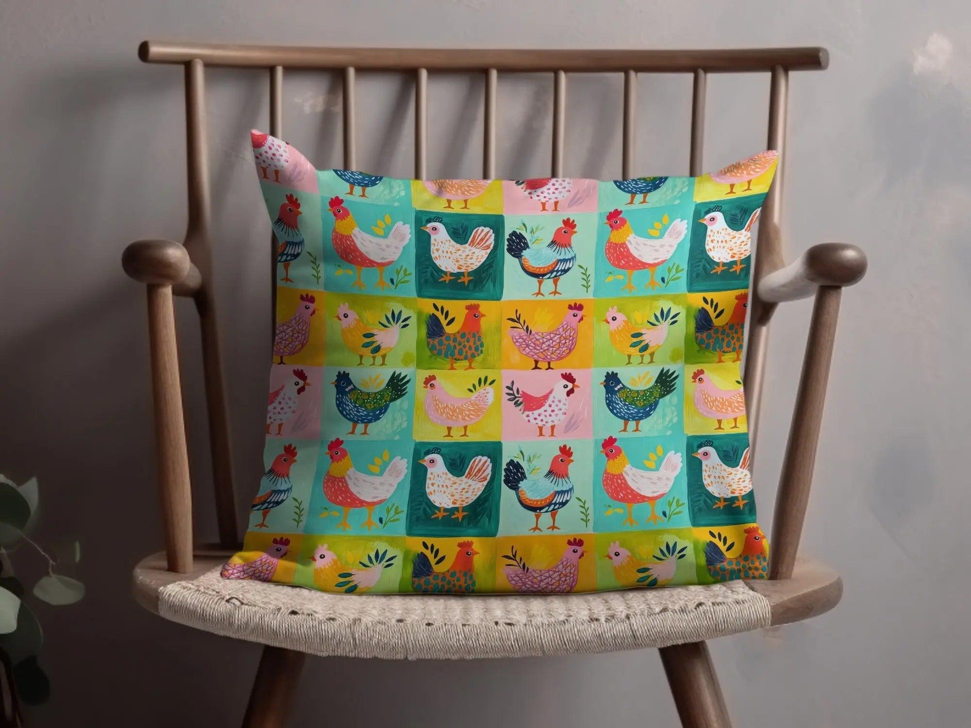 Colorful Chicken Digital Seamless Pattern, Farm Animal JPEG Pattern, Pop Art Chickens Digital File, Farmhouse Quirky Chickens - Moore and Mountain