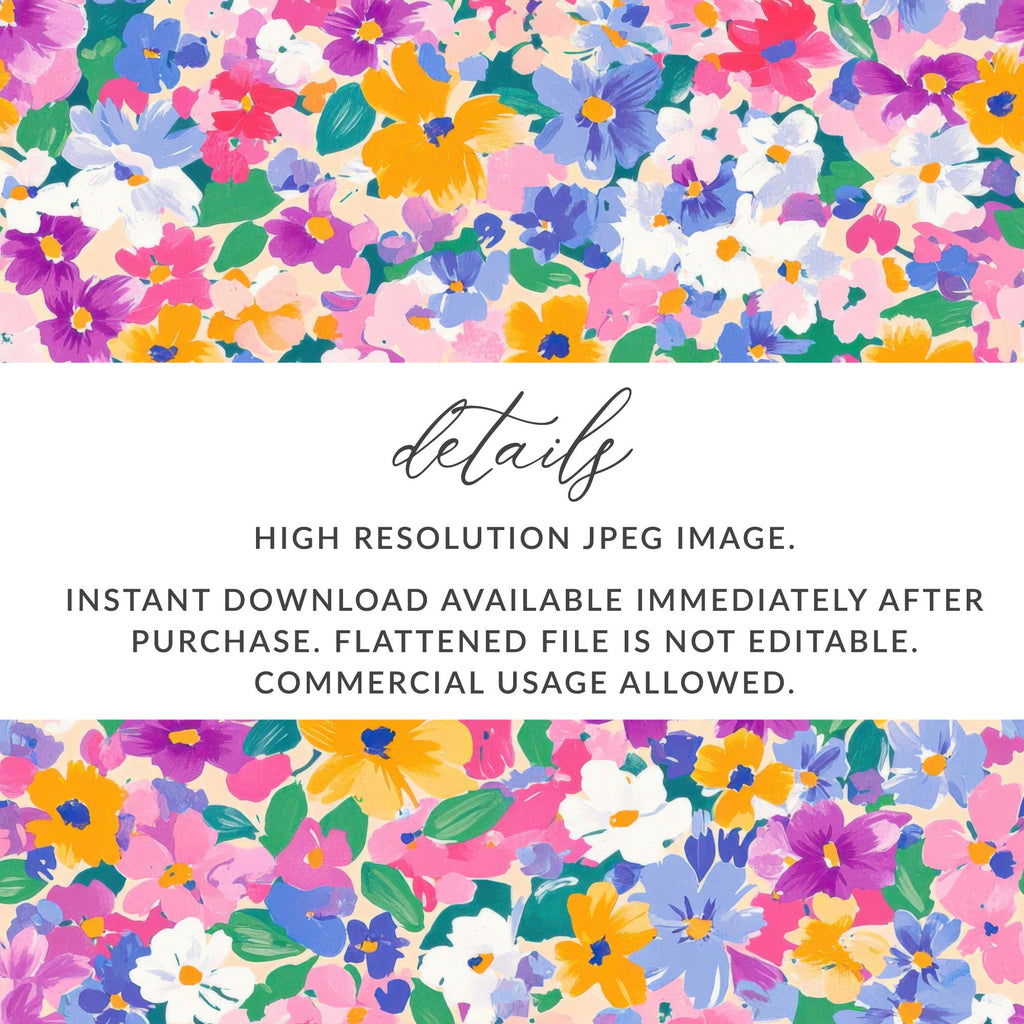 Colorful Floral Digital Paper, Spring Flower Pattern, Blue Pink Yellow, Abstract Flower Background, Pastel Seamless Pattern, Digital - Moore and Mountain