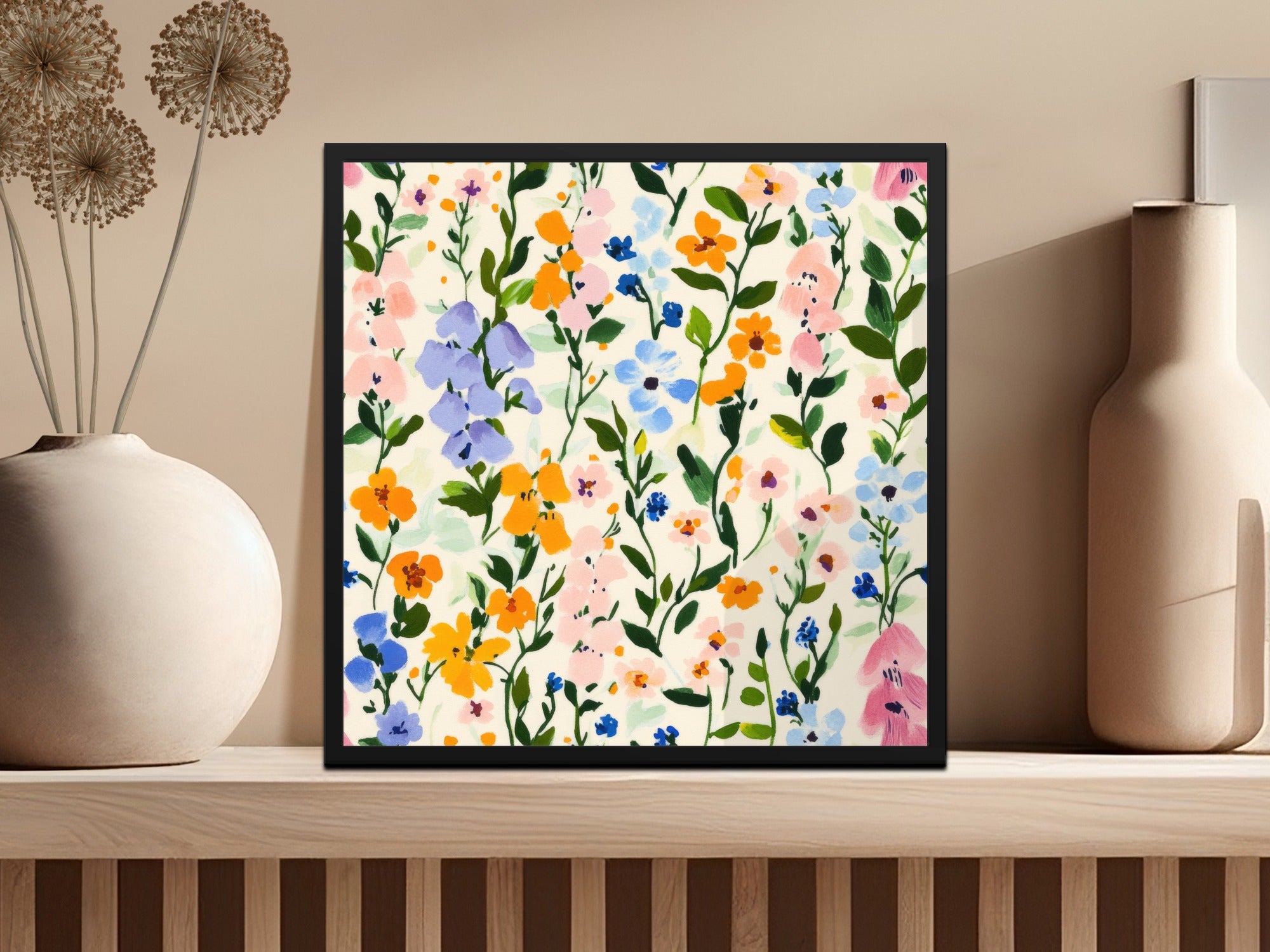 Vibrant Floral Pattern Wall Art for Home Decor