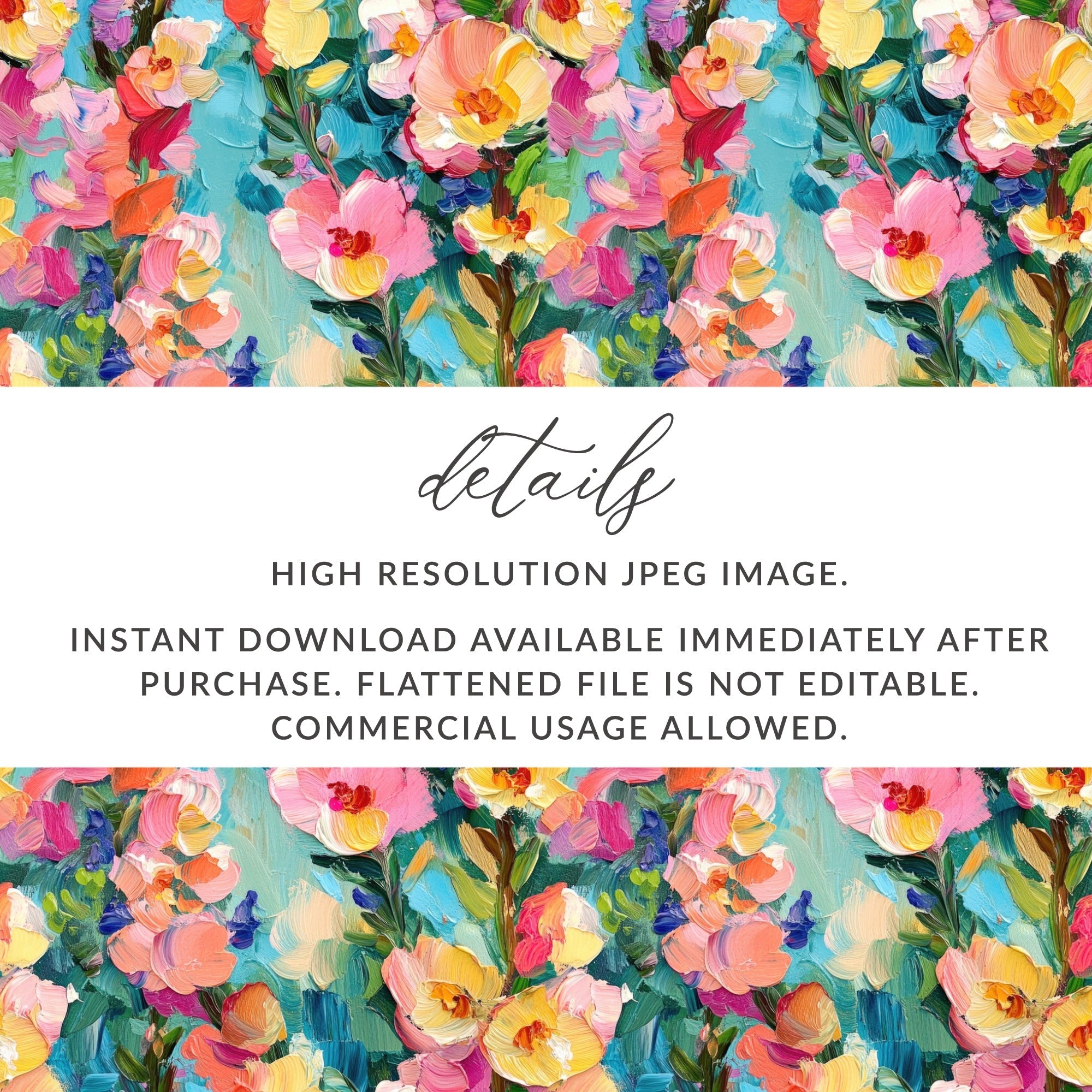 Colorful Floral Painting Digital Paper, Pink Yellow Flowers Abstract Art, Spring Digital Download, Oil Painting Texture, Digital Art - Moore and Mountain