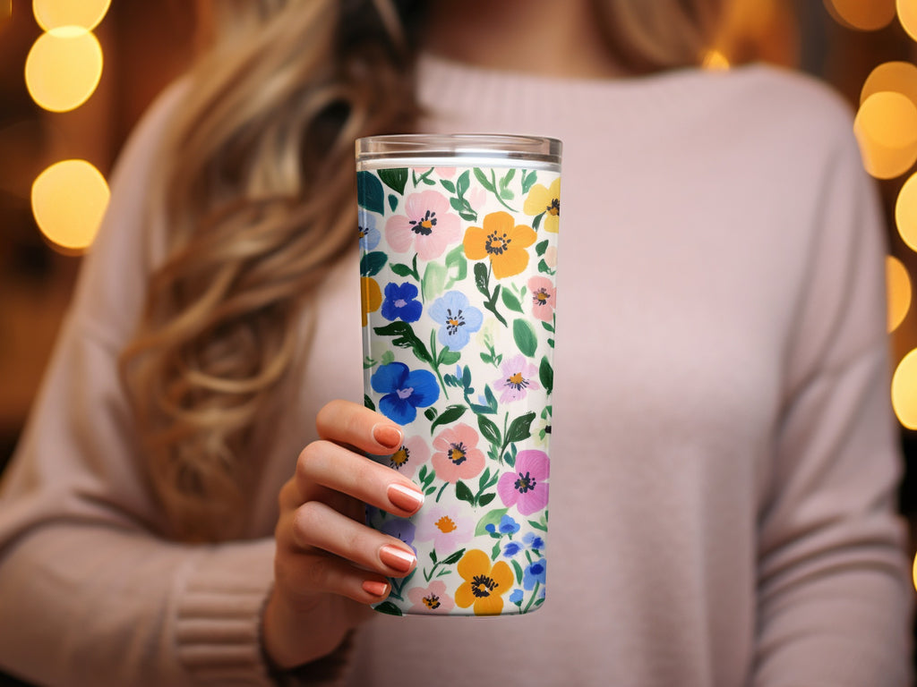 Colorful Floral Pattern Insulated Tumbler for Any Drink