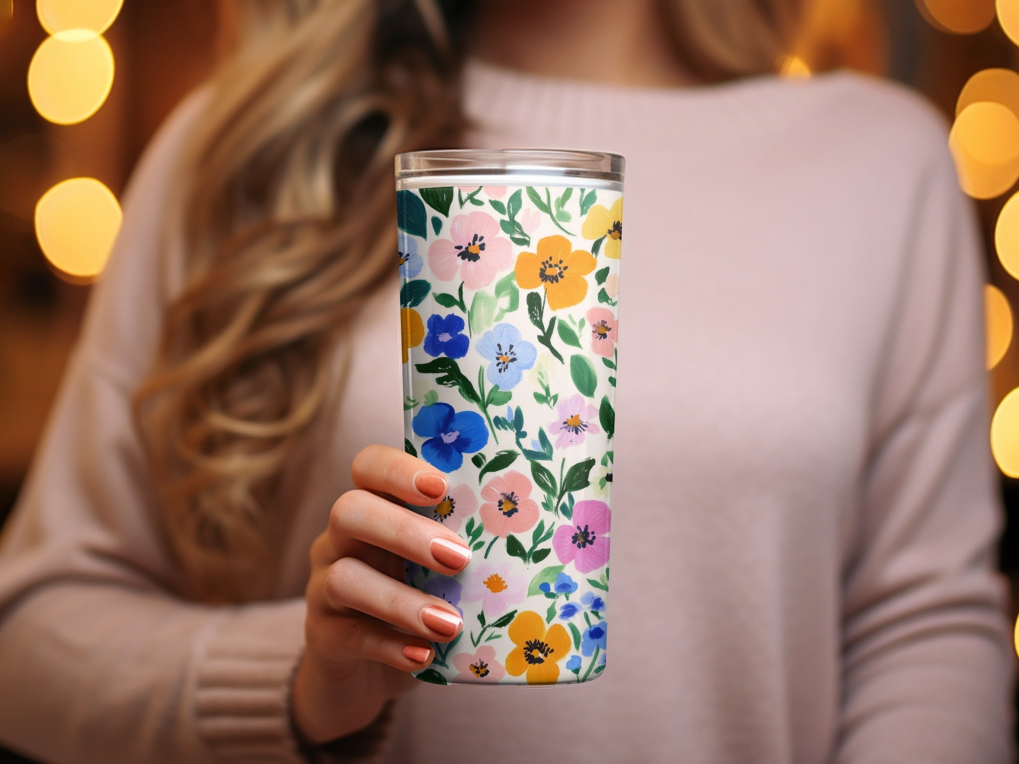 Colorful Floral Pattern Insulated Tumbler for Any Drink